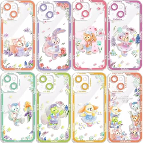 ダッフィー&フレンズ スマホケース iPhone15Proケース カバー リーナベル ステラ・ルー シェリーメイ ジェラトーニ TPU 軟殻 透明な レンズ保護 薄型 軽量 耐衝撃 指紋防止 携帯ケース 携帯電話カバー iPhone15/14/7/8/11