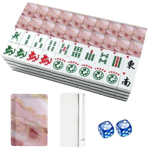 Set de Mahjong Americano con 166 fichas rosa miniatura 1