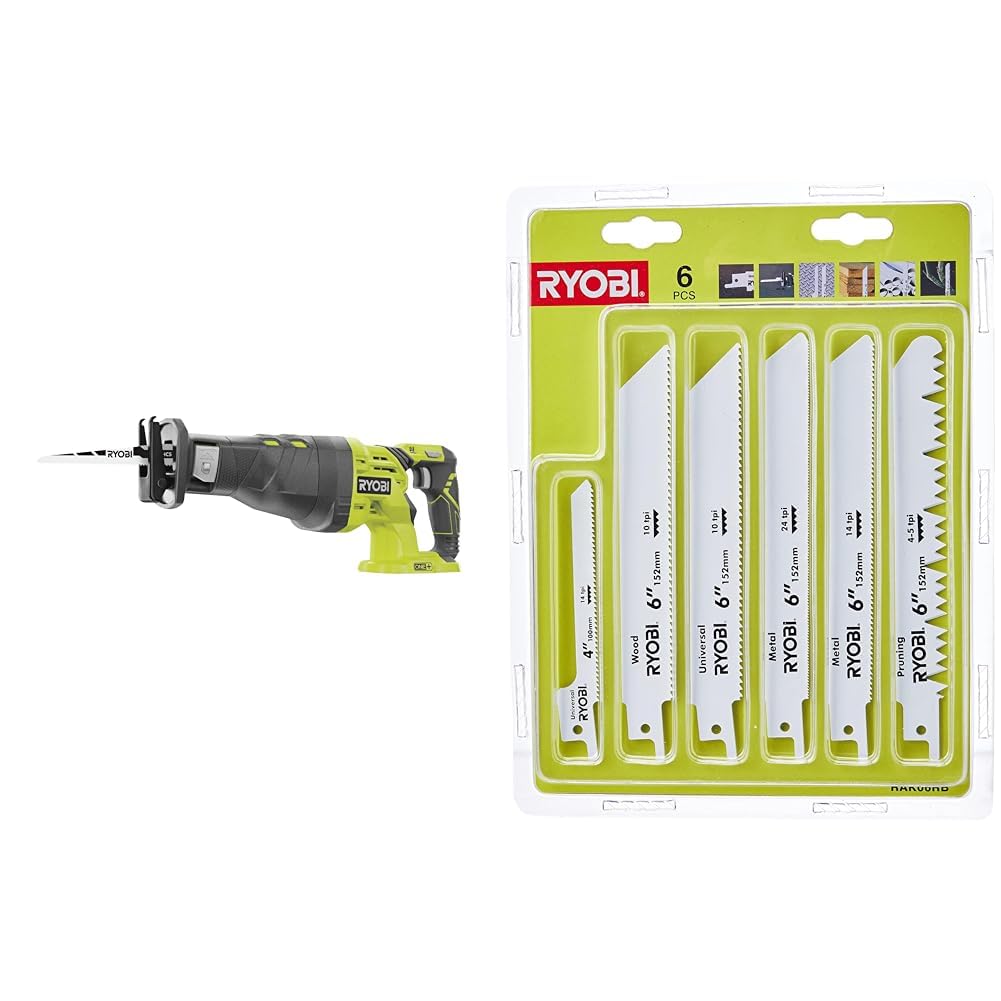 Scie sabre RYOBI 18V anti-vibration et son set de 6 lames RAK06RB