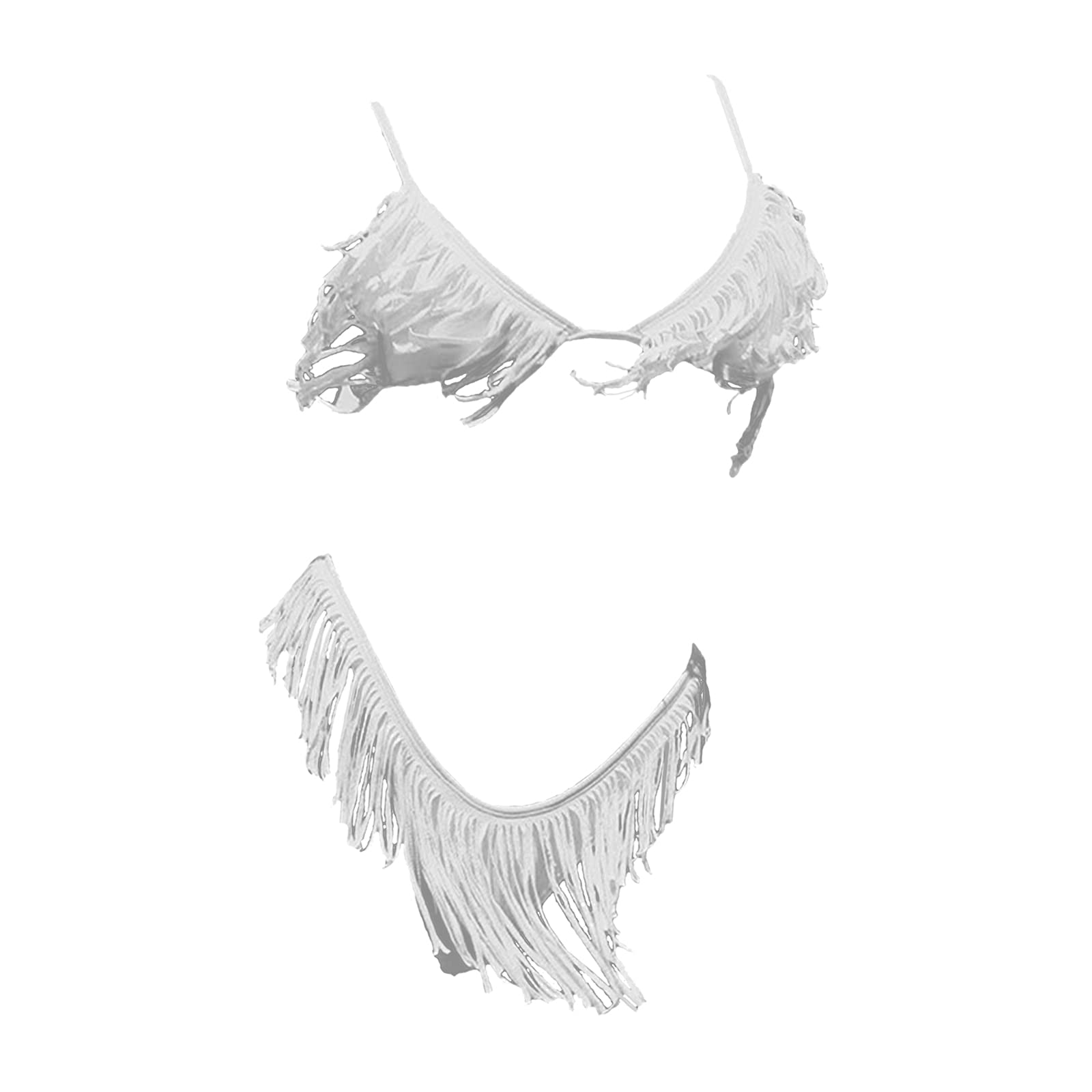 Tassel Bikini Set Push Up Top Swimwear Costume Travel Bathing Suit White Xl | Womens Clothing | Swimwear-image-49