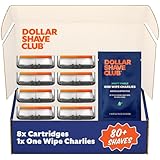 Dollar Shave Club | 6 Blade Razor Refills (8 Pack) | 6 Stainless Steel Blades for a Close & Comfortable Shave, 1 One Wipe Charlies