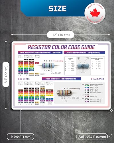 Image of Useful Magnets Resistor Color Code Chart | Reliable & Durable Magnetic Sheet for Easy Resistance Value Identification | Waterproof Flexible Rounded Corners Magnetic Poster (12 inch x 8.5 inch)