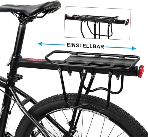 Fuqiduo Mountainbike Gepäckträger, verstellbar, Schnellmontage, 100kg Belastbarkeit, 24-29 Zoll, Aluminiumlegierung, Reflektor