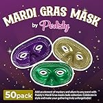 Podzly 50 Mardi Gras Masks - Metallic Masquerade Half Party Masks - Ideal for Mardi Gras Celebrations, Prom Parties, Ballroom Events & Masquerade Balls - Comes in 3 Colors - Image 2