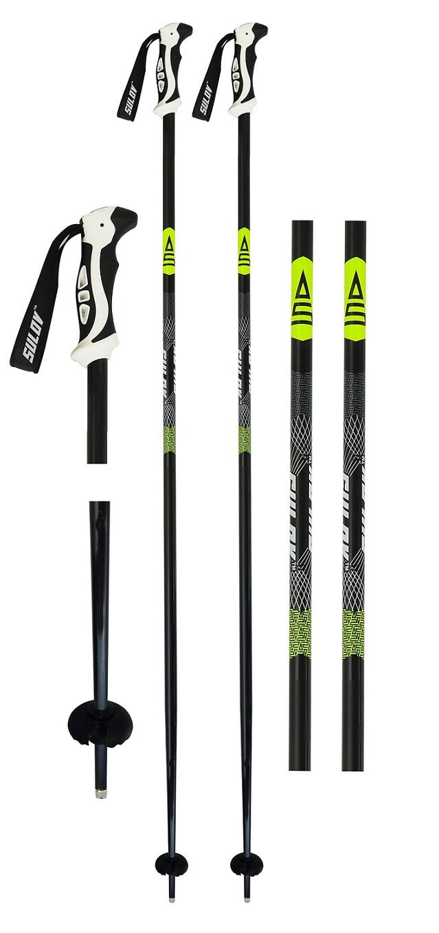 SULOV Unisex-Youth SH-RIOT-B-130 Downhill Ski Pole Riotact, Length-130 Cm, Color-Black, One Size