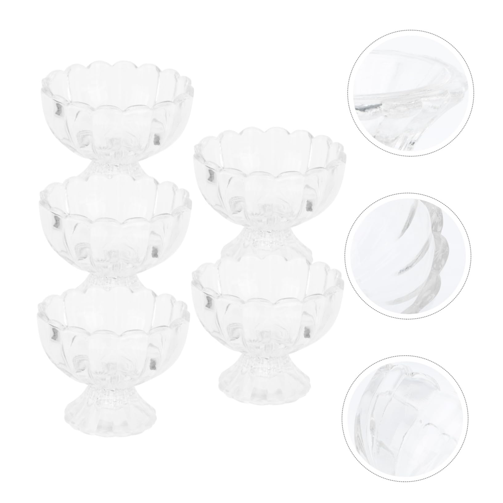 Mobestech 5 Piezas Tazón de Pudín de Helado Clásico Cuencos de Postre de Vidrio Transparente Recipiente Artesanal para Helados para Servir Postres Fiestas y Eventos