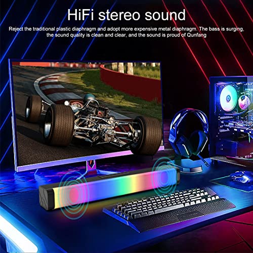 Moniss LP-18 HiFi Soundbar 20W Alto-falante LED RGB Luz para jogos de computador Subwoofer BT Alto-f