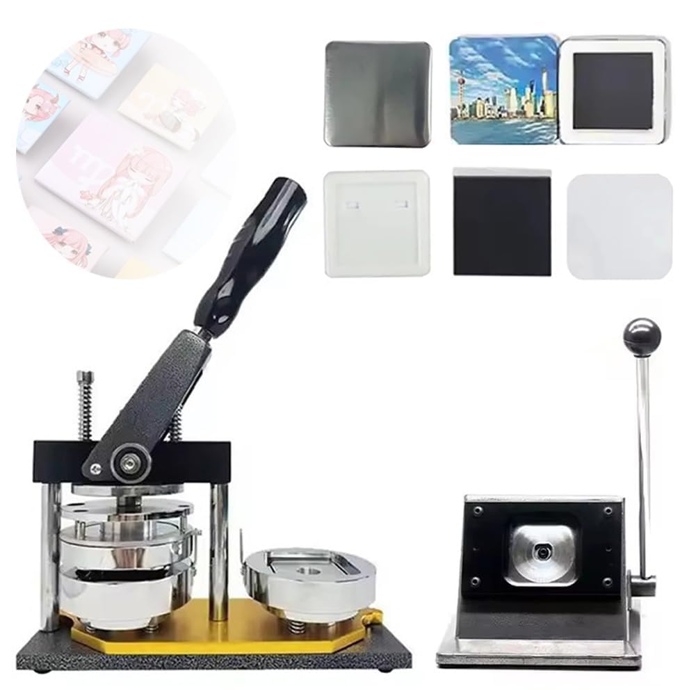 GTHTUHFD 50 * 50Mm Fridge Magnet Button Badge Making,Professional Metal Badge Maker For Diy Badge Making,With Paper Cutter + 100Pcs Component