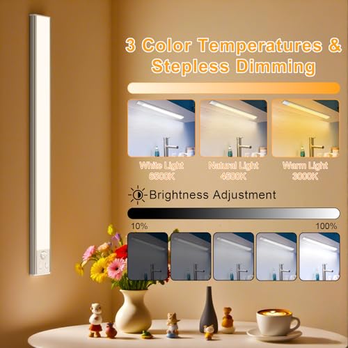 Ygvqn Lampada Da Armadio Con Sensore Led, Armadio Da Cucina Wireless Ricaricabile Usb - 30 Cm, Illuminazione A Led Da 1500 Mahled Per Cucina Ufficio Luce Notturna - Spogliatoio | 2 Pacchetti - 2
