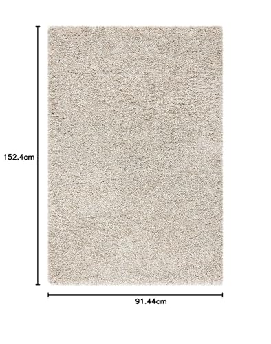 Image of Urban Modern Decor Featuring Soft Shaggy Carpet & Rug for Your Bedroom and Livingroom [Size-3x5 feet & Color-Light Beige].