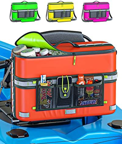 Skywin Kayak Cooler Behind Seat - Waterproof Kayak Seat Back Cooler for Kayaks - Compatible with Lawn-Chair Style Seats, Kayak Accessories Stores Drinks and Keeps Them Cool All Day Kayaking (Orange)