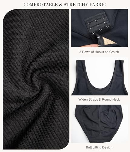 Nebility Plus Size Bodysuit Shapewear Tummy Control Body Shaper for Women Seamless Body Suit Sleeveless Going Out Tops4