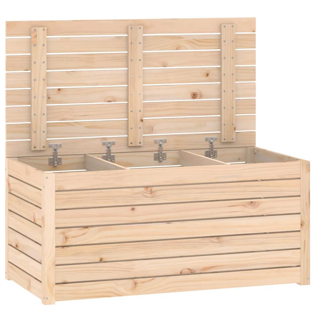 Gartenbox aus Kiefer-Massivholz 101x50,5x46,5 cm mit Deckel für robuste Aufbewahrung von Werkzeugen und Utensilien, wetterfeste Outdoor-Box mit reichlich Stauraum