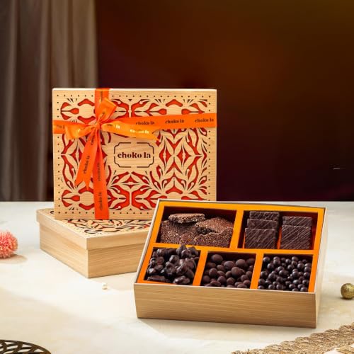Image of Chokola Regalia Chocolate Gift Hamper | Assorted Milk & Dark Chocolate Dragees and Chocolates | Premium Chocolate Gift Box For Valentine & Festivals