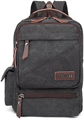 bagwise Canvas Backpack Purses for Women Men, Vintage Water-Repellent Backpack, Casual Daypack Backpack for Hiking Perfect for Daily Use School Backpack Bookbag