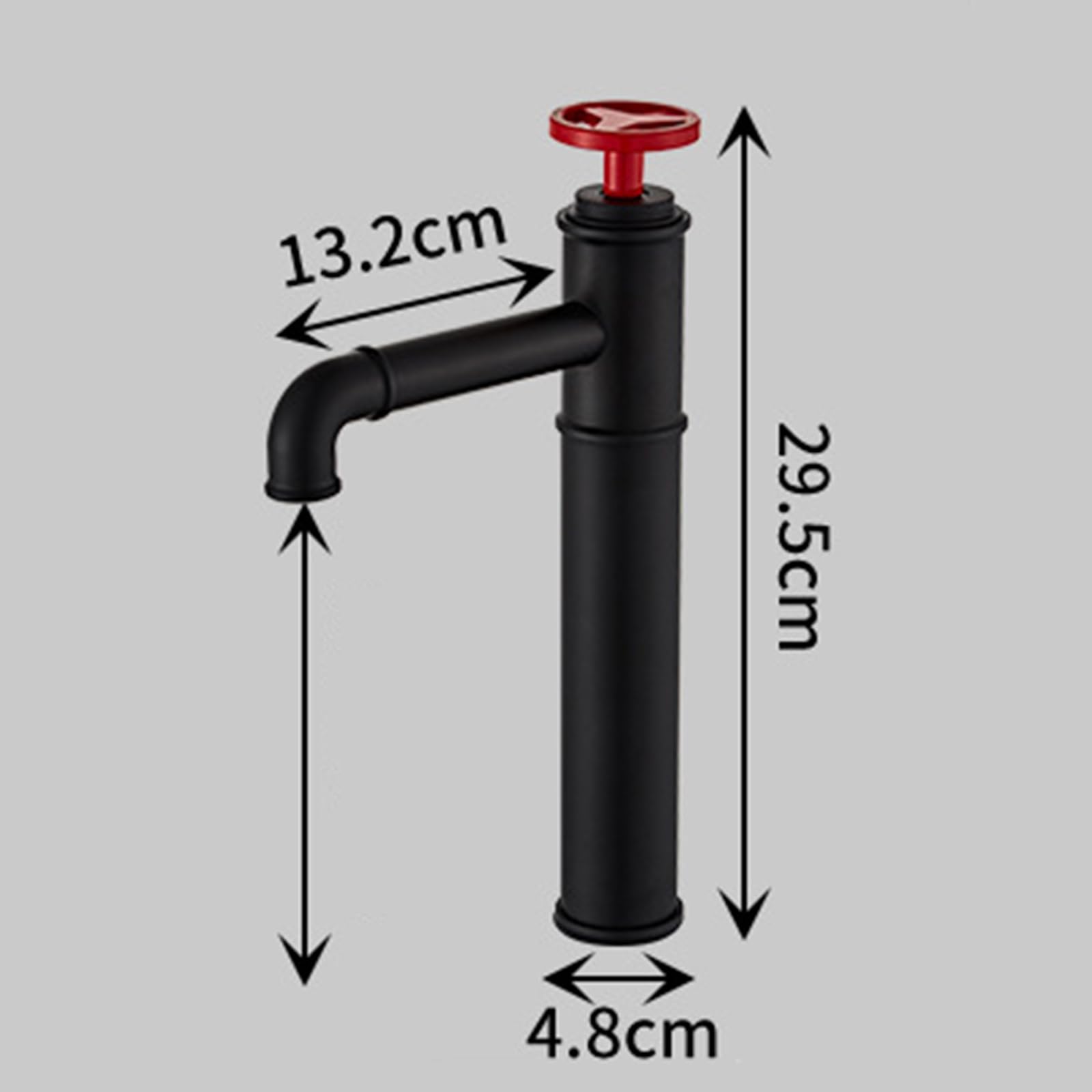 Grifo Lavabo Sobre Encimera Grifos Altos para Lavabos Agua Fría Y Caliente Un Solo Orificio Diseño de Manija Única,negro+rojo