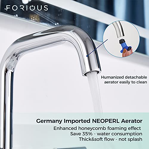 Forious Chrome Widespread Bathroom Faucet 2 Handle, Brass Bathroom Sink Faucet Chrome With Metal Drain Assembly, Polished Chrome Bathroom Faucet 3 Hole With 360 Degree Swivel Spout, Basin Tap #TOP5