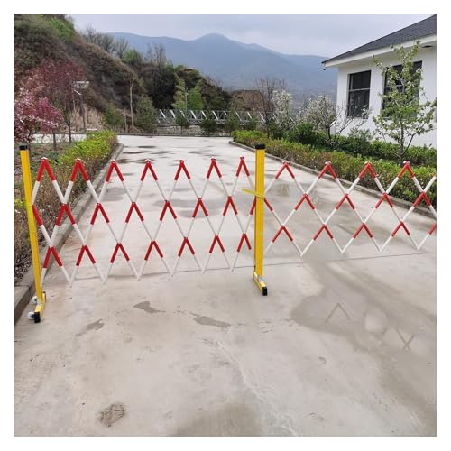 Barrera de tráfico plegable retráctil con ruedas, puerta de seguridad móvil expandible, sistema de barrera portátil industrial, control de acceso flexible a la entrada, fácil configuración y