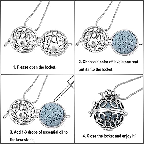 INFUSEU Long Necklaces for Women Aromatherapy Essential Oil Diffuser Dream catcher Pendant Silver Plated Boho Diffuser Inspirational Naughty Anxiety Birthday Gift for Her Women