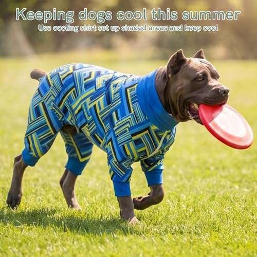 Image of Dog Anxiety Relief Pajamas, Dog Sun Protection UV Shirt for Medium Small Large Dogs, Breathable UPF 50+ Pet Clothes for Outdoor, Travel, Beach Gear
