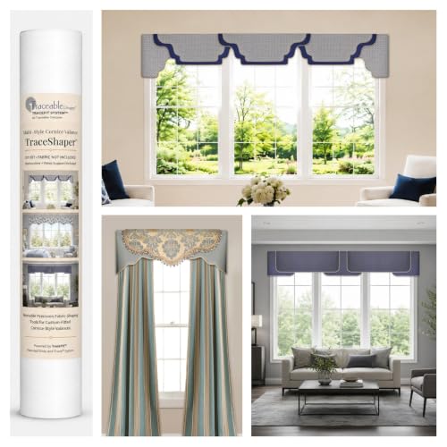Traceable Designer Multi-Style Cornice-Valance Kit - Scalloped, Arched, & Straight Rod-Pocket Styles - Fits All Window Sizes - Reusable No-Sew Fabric-Shaping Forms