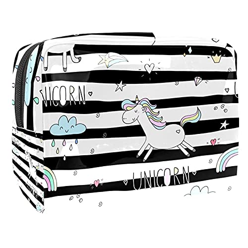 Trousse de maquillage étanche multicolore motif arc-en-ciel 18.5x7.5x13cm