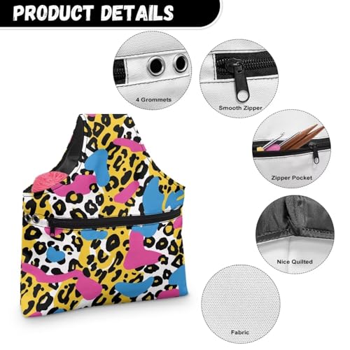 Image of Zebra Print Yarn Bag Large Yarn Storage Bag for Crocheting Hook Organizer Knitting Crochet Tote Bag Women Yarn Storage Bag Knitting and Crochet Supplies Large