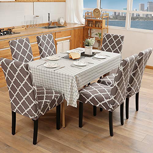 Stretch Dining Chair Covers, Geometric Print Dining Chair Slipcovers, Removable Washable Spandex Furniture Seat Protector For Kitchen Hotel Table Banquet (4 Per Set, Gray) #TOP1