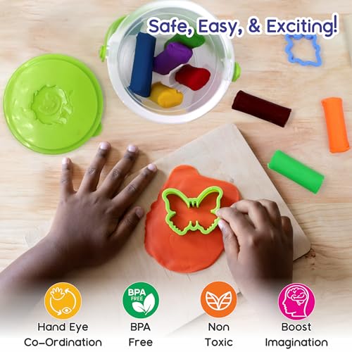 Image of Chanak Creative Dough Bucket Pack of 2, Clay Dough with 20 Colorful Clay & Sculpting Figures, Non-Toxic Clay Dough, Inventive Clay Kit for Kids Above 3 Years