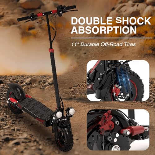 Image of Electric Scooter Adults,1200 /1600W Motor, 30 /34 MPH Top Speed & 30 /40 Miles Range, 48V 18 /21AH Big Battery, 10 /11 inch Off-Road Tire Folding E Scooter with Seat, Dual Braking System, Double Suspension