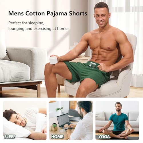Image of AMY COULEE Mens Lounge Shorts 4 inch Pajama Lightweight Cotton Sleep Bottoms with Pockets