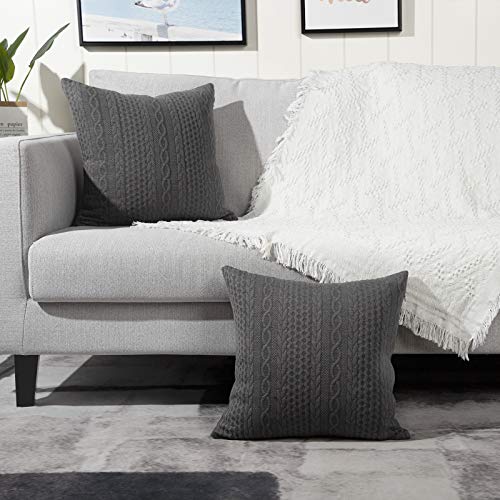 Yaertun Pack Of 2 Super Soft Decorative Throw Pillow Covers Square Cushion Cases Pillowcases For Couch Sofa Bedroom Car Modern Embossed Patterned,22 X 22 Inch,Grey #TOP2