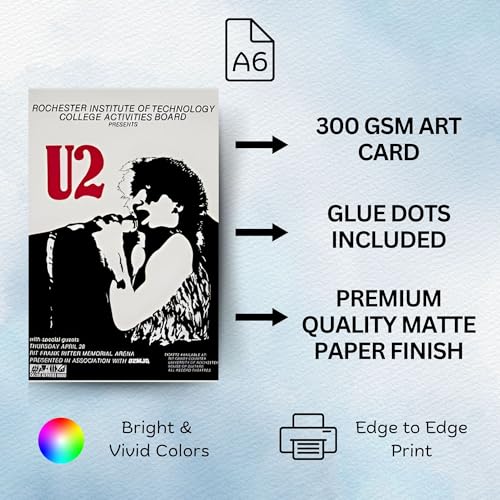 Posters Inc Paper Pack Of 54 Rock Band Vintage Stickers For Bedroom,Music Poster For Wall,Collection Of World Tour Concert Light Show Photos Of Favourite Idol,4*6 Inch Not Framed,Glue Dots Included