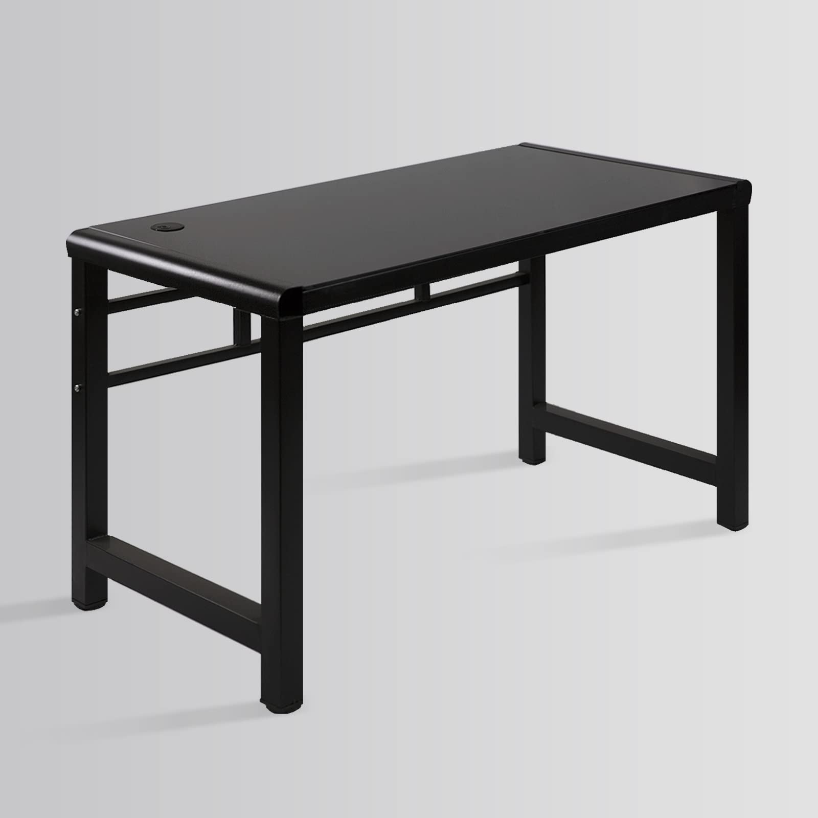 Escritorio profesional con parte superior de vidrio templado, escritorio para computadora de estudio de 47.25 pulgadas, escritorio moderno para oficina en casa, estación de trabajo estable, 7