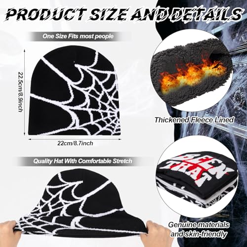 Image of Ramede 4 Pcs Y2k Beanie - Double Sided Graphic Beanies for Men and Women, Acrylic Knitted Y2k Hats Accessories