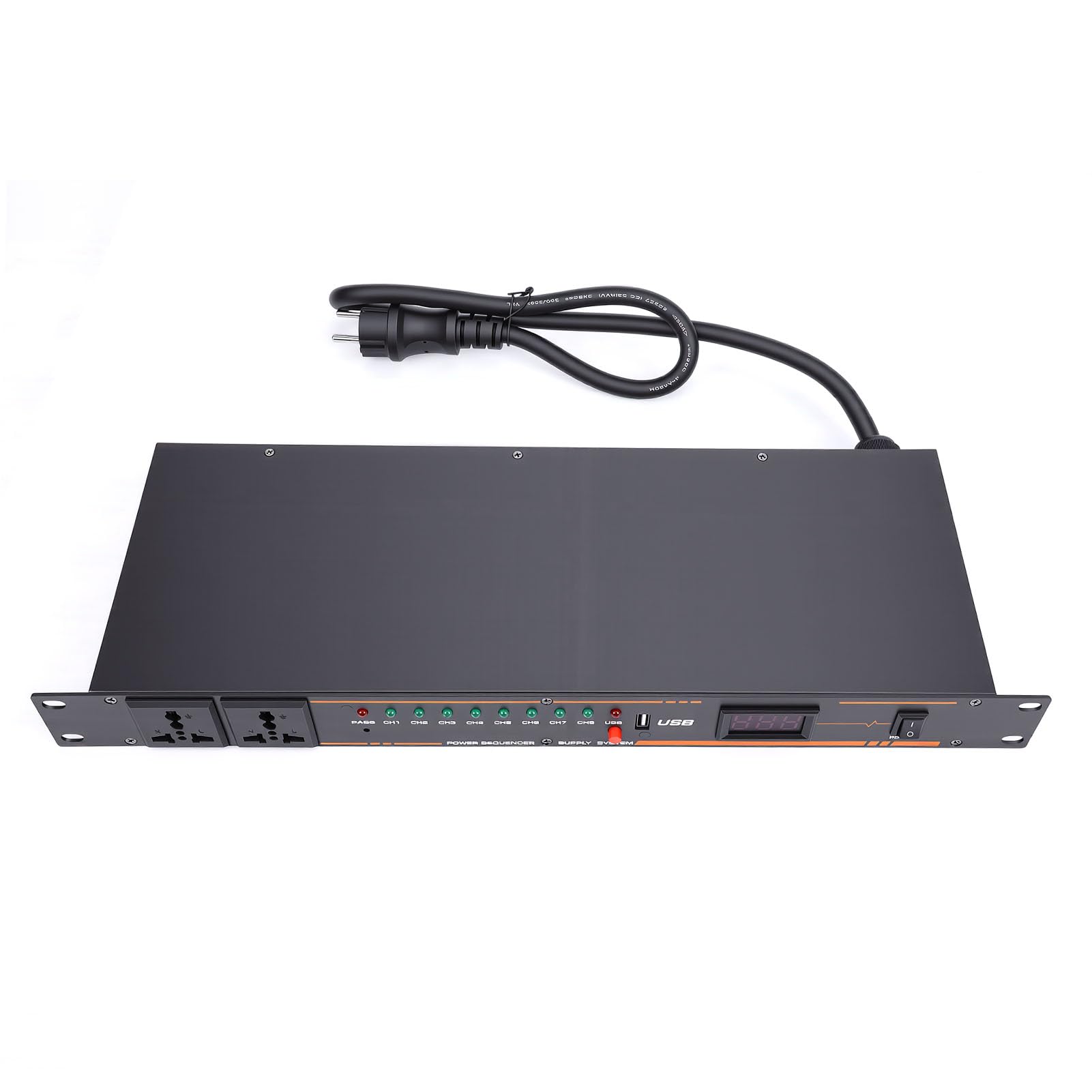 Syrisora Acondicionador de Secuenciador de Potencia de 10 Salidas, Pantalla Digital con Estabilización de Voltaje y Protección contra Sobrecarga, para Equipos de Sonido y (Enchufe europeo)
