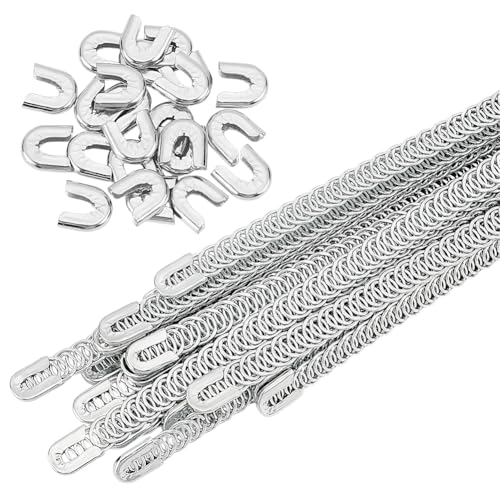 BENECREAT 24 Pcs 7.8 Inch Spiral Steel Boning, 10mm Wide Corset Boning Precut with 24 Steel Boning Tips, Boning Precut for Sewing Corset Making Supplies