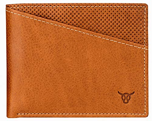 Vasa Cognac Horizontal Top Grain Leather Wallets For Men - European Luxury Minimalist Bifold Wallet with RFID and NFC Blocking Credit Card Holder - Premium Mens Slim Bi Fold Pocket Wallet