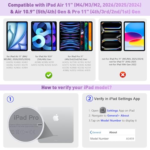 Image of for iPad Air 11-inch Case with Keyboard (M3 /M2, 2025 /2024), Keyboard for iPad Pro 11 inch (1 /2 /3 /4th Gen) & Air 4 /5, Portrait /Landscape Mode, 11-Color Backlit, Removable Protective Case, Purple