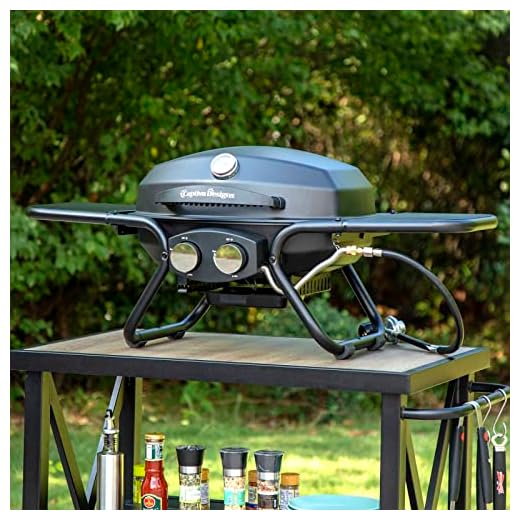 Sophia & William Portable Propane Gas Grill Outdoor Tabletop Small BBQ Grills (275 SQ.IN. Cooking Area) for Camping, Tailgating, RV Road Trips, 2 Burner 15,000BTU & Porcelain-Enameled Cast Iron Grates