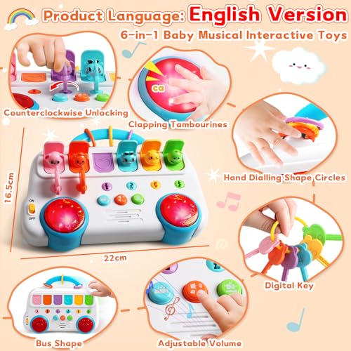 Jouet Bebe 1 an, Jouet Montessori avec 6 Animaux Musique et Lumières Jeux Bebe 1 an Fille Garçon Jeu Eveil Educatif 12 18 Mois Jeu Bebe Anniversaire Cadeau Enfant 1 2 3 An Fille Garcon Jeux et jouets – Image 3