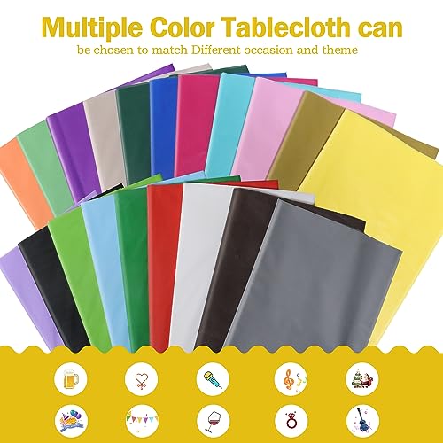 Image of tujol Orange 6 Pack Plastic Table Cloth 54 inch x 108 inch, Disposable Tablecloths Rectangle Table Cover, Plastic Tablecloths for Parties