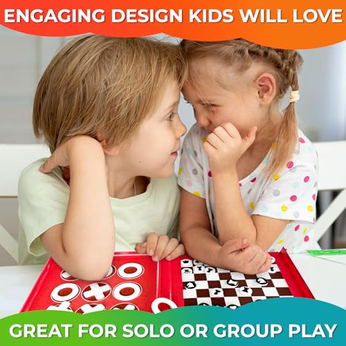 Image of Magnetic Puzzles for Toddlers 3-5 - Kids Travel Toys for Boys and Girls | 3 in 1 Chess and Checkers and TicTacToe Game Kids Ages 4-8 - Magnetic Puzzles for Travel, Road Trip, Plane, Car Ride