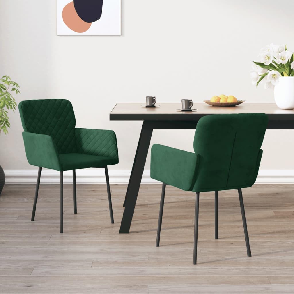 Generico Sedie da Pranzo 2 pz Verde Scuro in Velluto,Mobili,Sedie,Sedie per Cucina e Sala da Pranzo,Verde,11.6 kg,344781