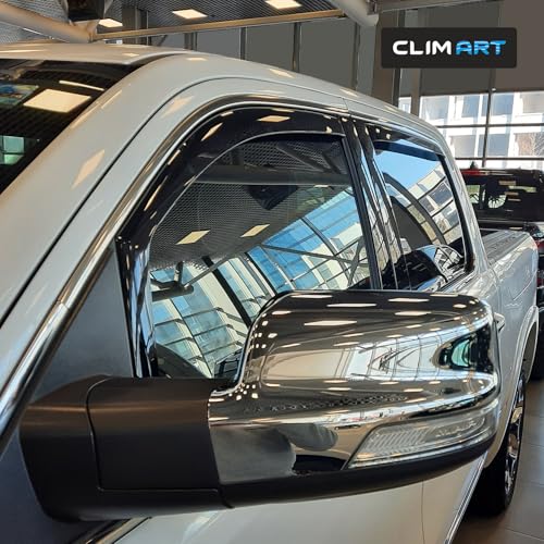 Image of CLIM ART in-Channel Incredibly Durable Rain Guards for Dodge Ram 1500 2019-2026 Crew Cab, Original Window Deflectors, Vent Window Visors, Vent Deflector, 4 pcs. - 619418