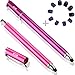 Bargains Depot (2 Pcs) [New Upgraded][0.18-inch Small Tip Series] 2-in-1 Stylus/Styli 5.5-inch L with 10 Replacement Rubber Tips -Purple/Pink