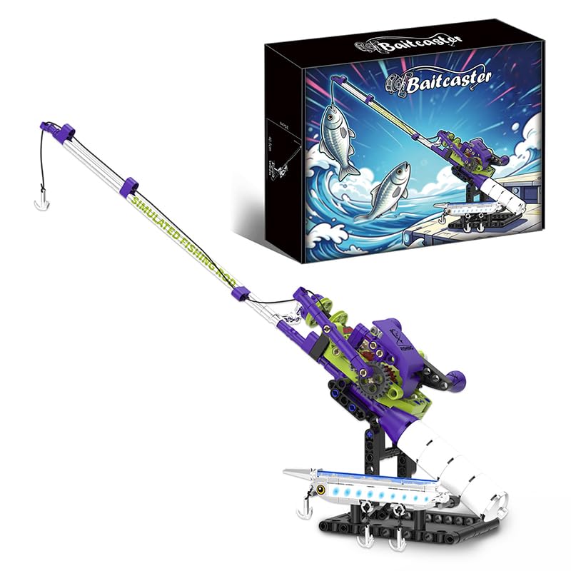 Fishing Rod Building Set - 235PCS Mini Simulated Mechanical Baitcaster Model Kit with Display Stand, Unique Decor Building Bricks Toy, Great Gift for Boys, Teens & Adults — image 1