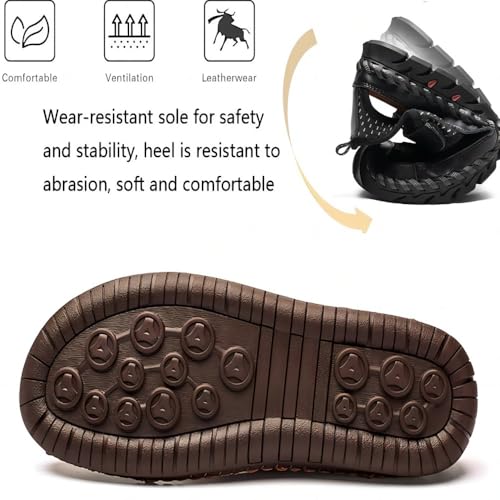 Asifn Men's Sandals Shoes Closed-Toe Leather Breathable Lightweight Outdoor Casual Fashion Comfortable For Hiking Walking And Wading Sports3