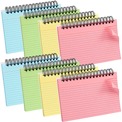 Koogel 400 Pieces Multicolor Index Cards, 4×6 Inches Ruled Index Cards Sprial Note Taking Paper in Multiple Colors for…