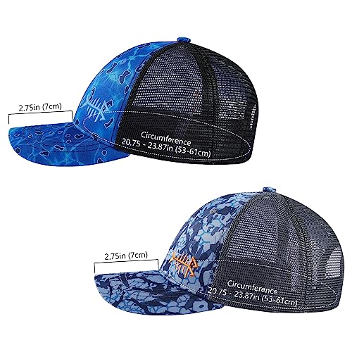 Image of BASSDASH 2 Pack Altimate Fishing Hunting Hat Mesh Back for Men Women Adjustable Baseball Trucker Cap Camo Blaze Orange
